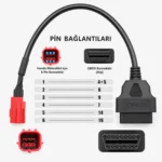 EURO5 Motosiklet bağlantı soketi 6pin obd-2 dönüştürücü