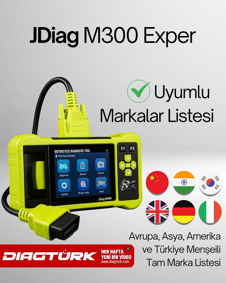 jdiag m300 motosiklet arıza tespit cihazı uyumlu markalar